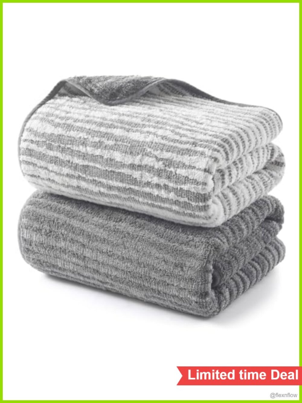 2 Pack 100% Cotton Bath Towels Set 29x59 Quick-Dry Double-Stitched